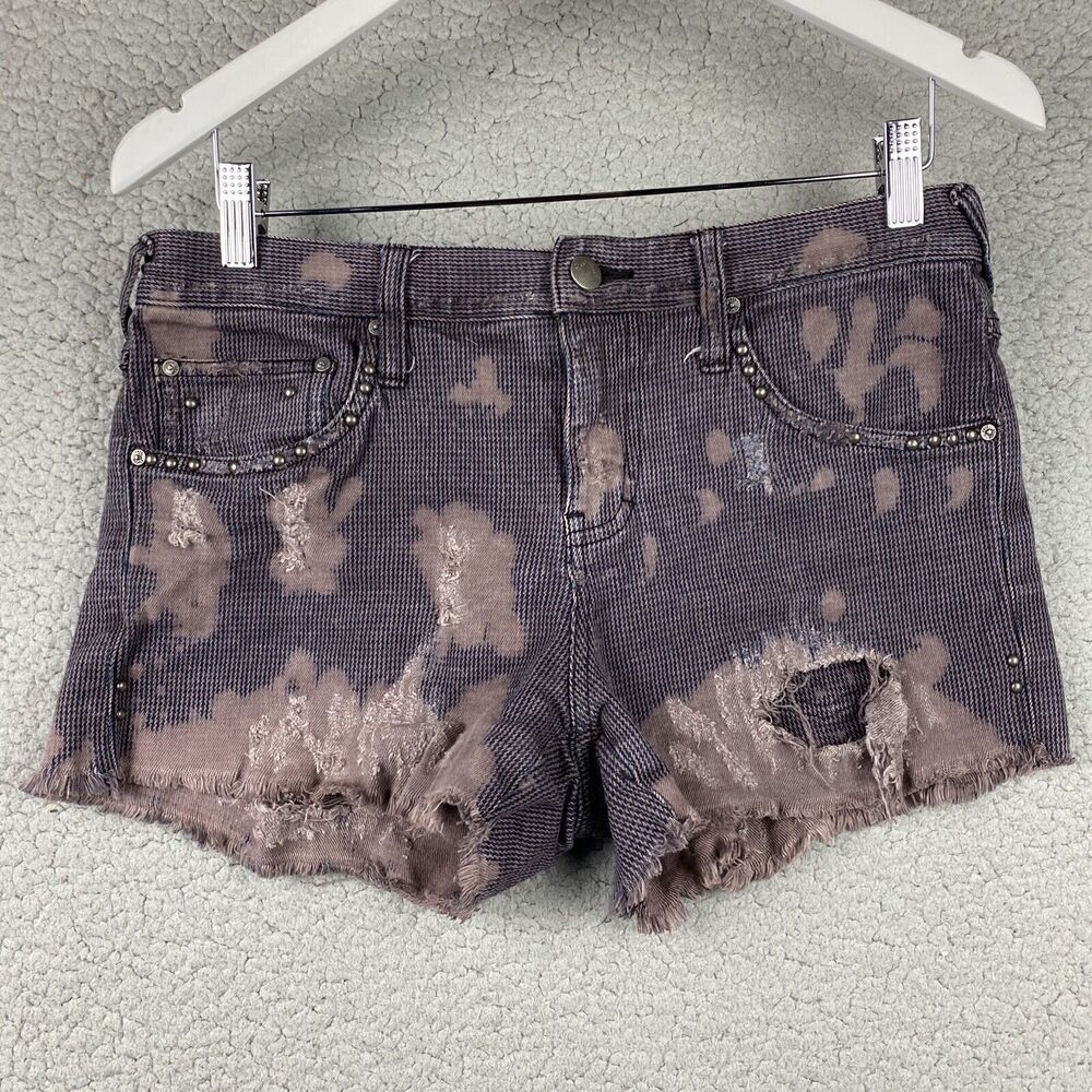 Free People Womens Jean shorts‎ Size 26 Distressed frayed 32” Waist 10” Rise